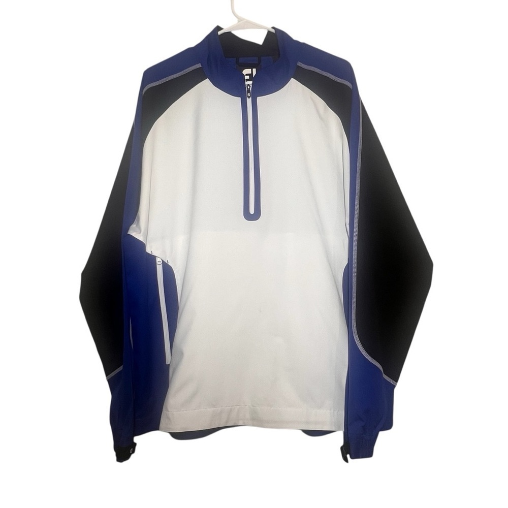 FootJoy Golf Color Block Windbreaker 1/4 Zip Pullover Men’s Size Large Blue